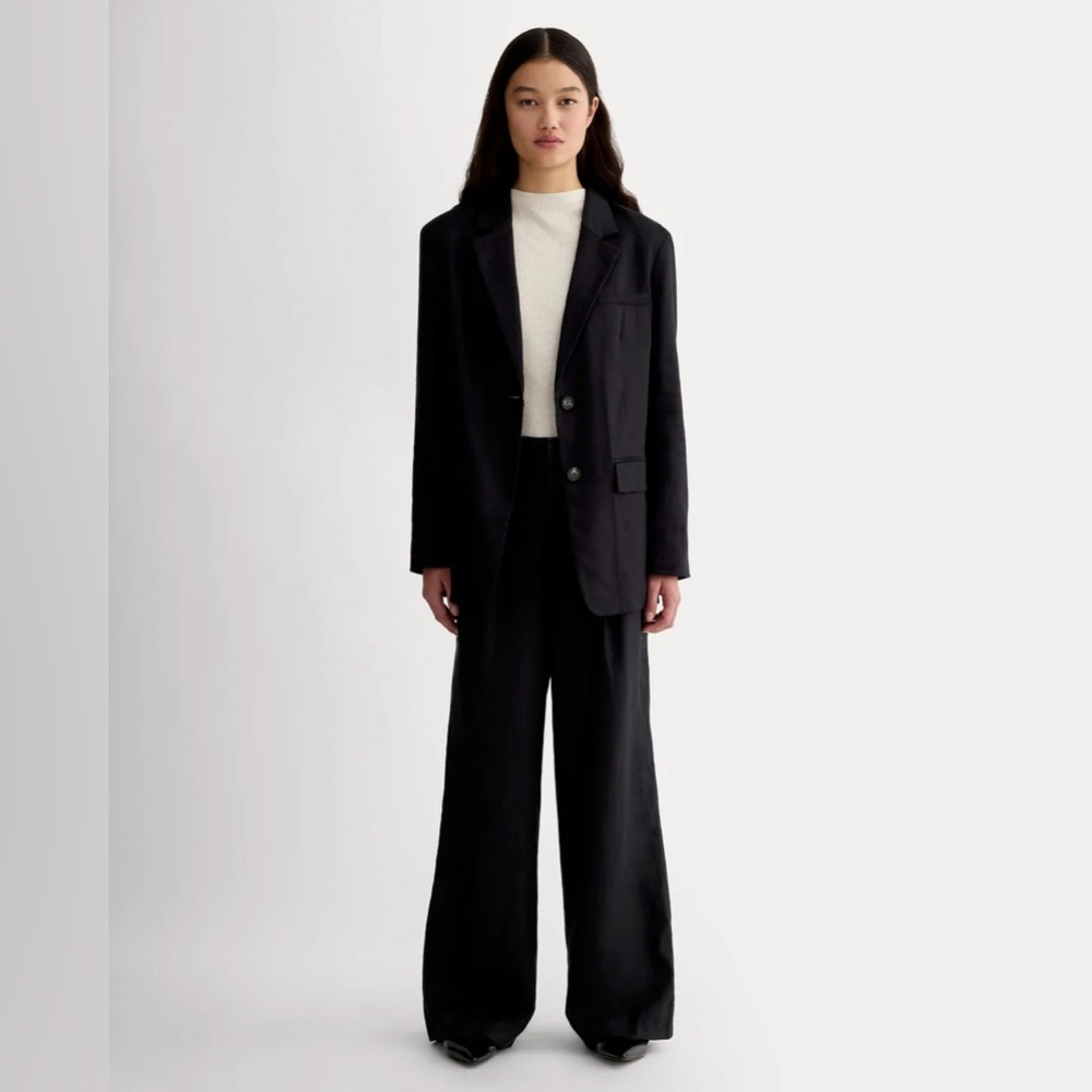 EVERLANE The Linen Way High Drape Pant In Black